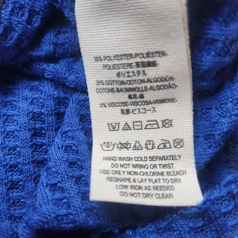 NWT Free People We‎ The Free Blue Waffle Knit Bell Sleeve Top Size XS Relaxed